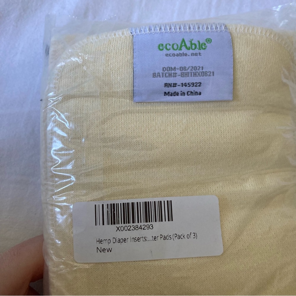 NWT Ecoable Hemp Diaper Insert Pack of 3